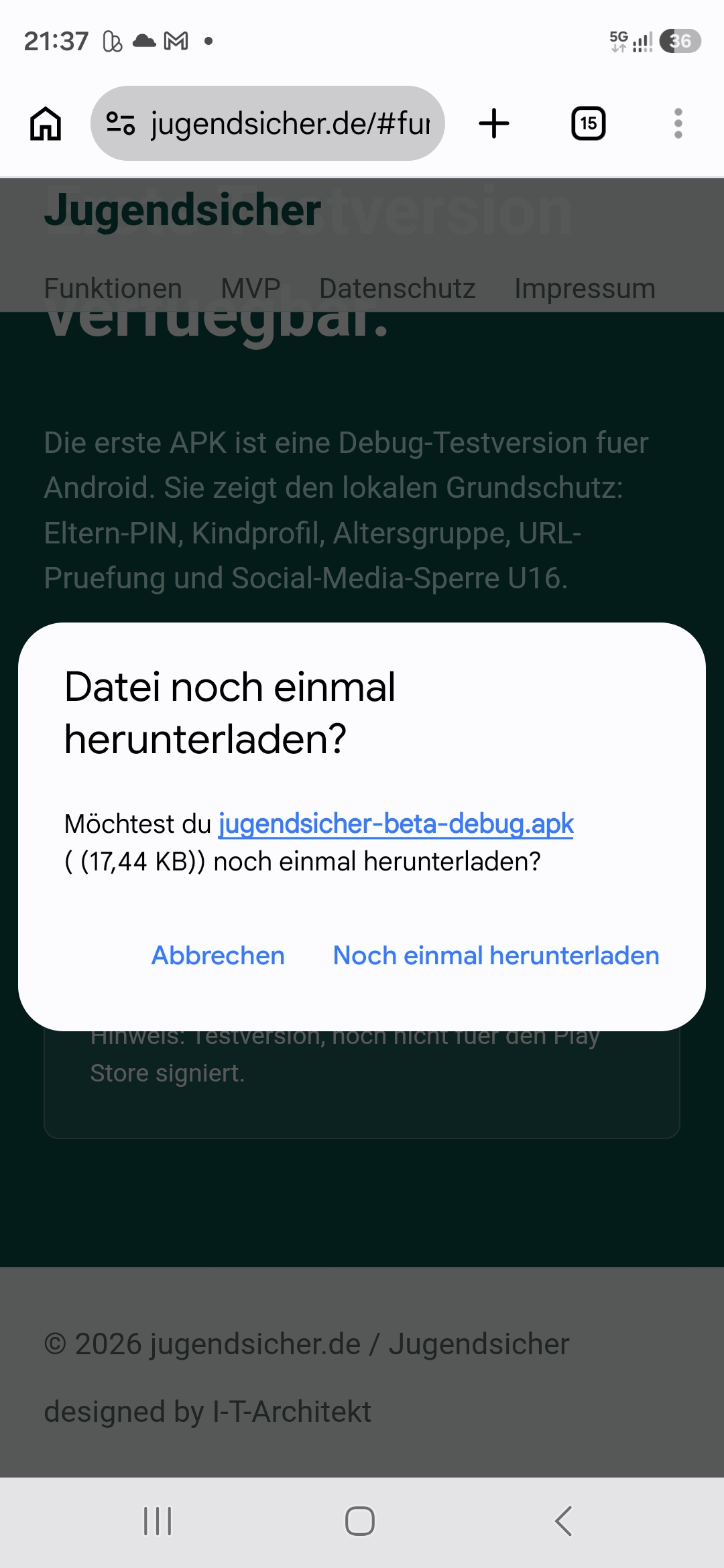 Android Dialog: Datei noch einmal herunterladen